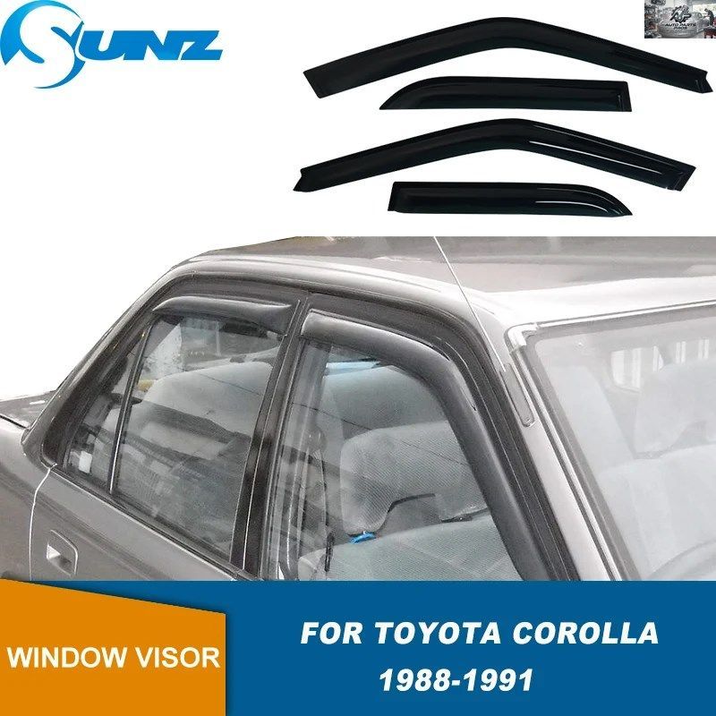 ウィンドウバイザー トヨタ カローラ 1988 - 91 ウェザーシールド ドアバイザー ウィンド サン レインガード サイドウィンドウ ウィンドデ