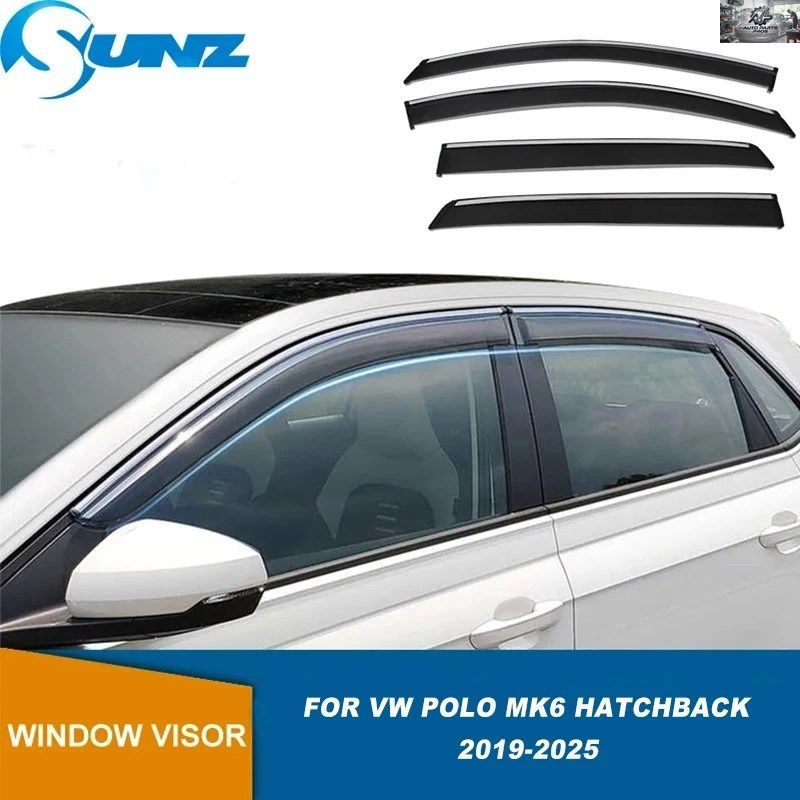 サイドウィンドウディフレクター VW ポロ MK6 AW ハッチバック 2019 - 25 サンレインガード ウェザーシールド ドアバイザー