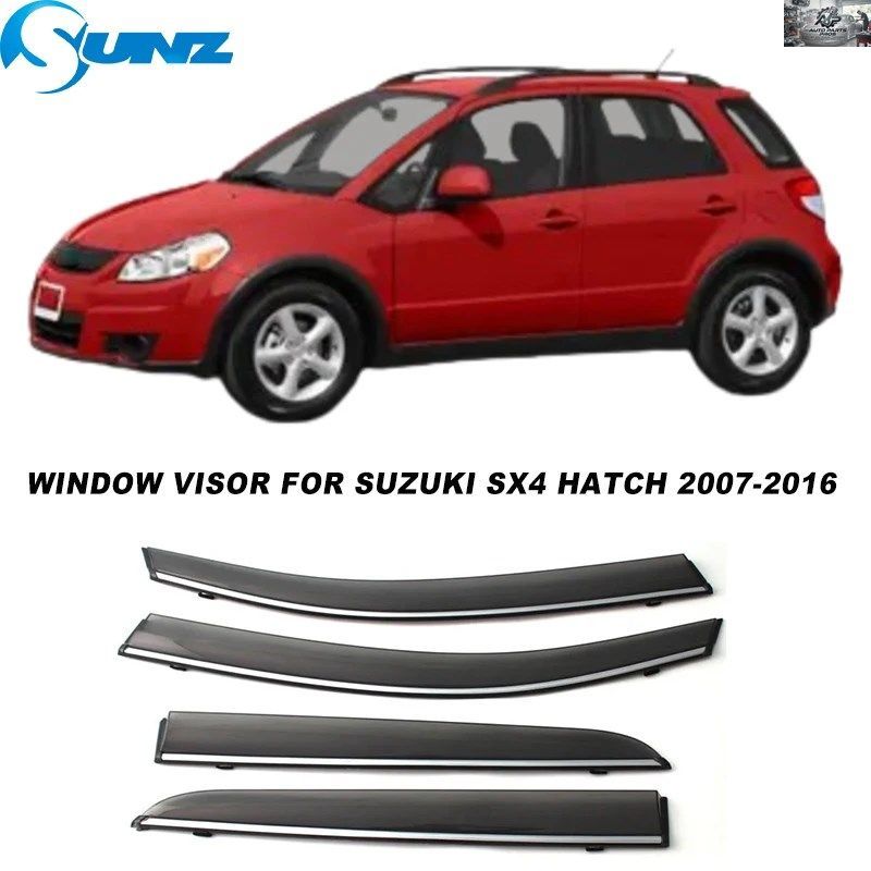 サイドウィンドウバイザー SX4 ハッチバック 2007 - 13 車用ウィンドウディフレクター サンガード ウェザーシールド