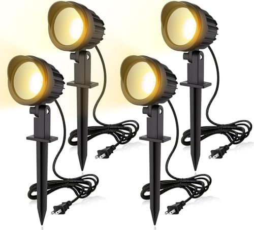 【新品】9W LEDガーデンライト 3000K 900LM スポットライト IP66防水 ガーデン照明 上下左右に回転可能 風景ライト 芝生ライト庭園照明 ５万時間の寿命 電球色（PSE認証済 プラグが2つ口） 6a91fcbd