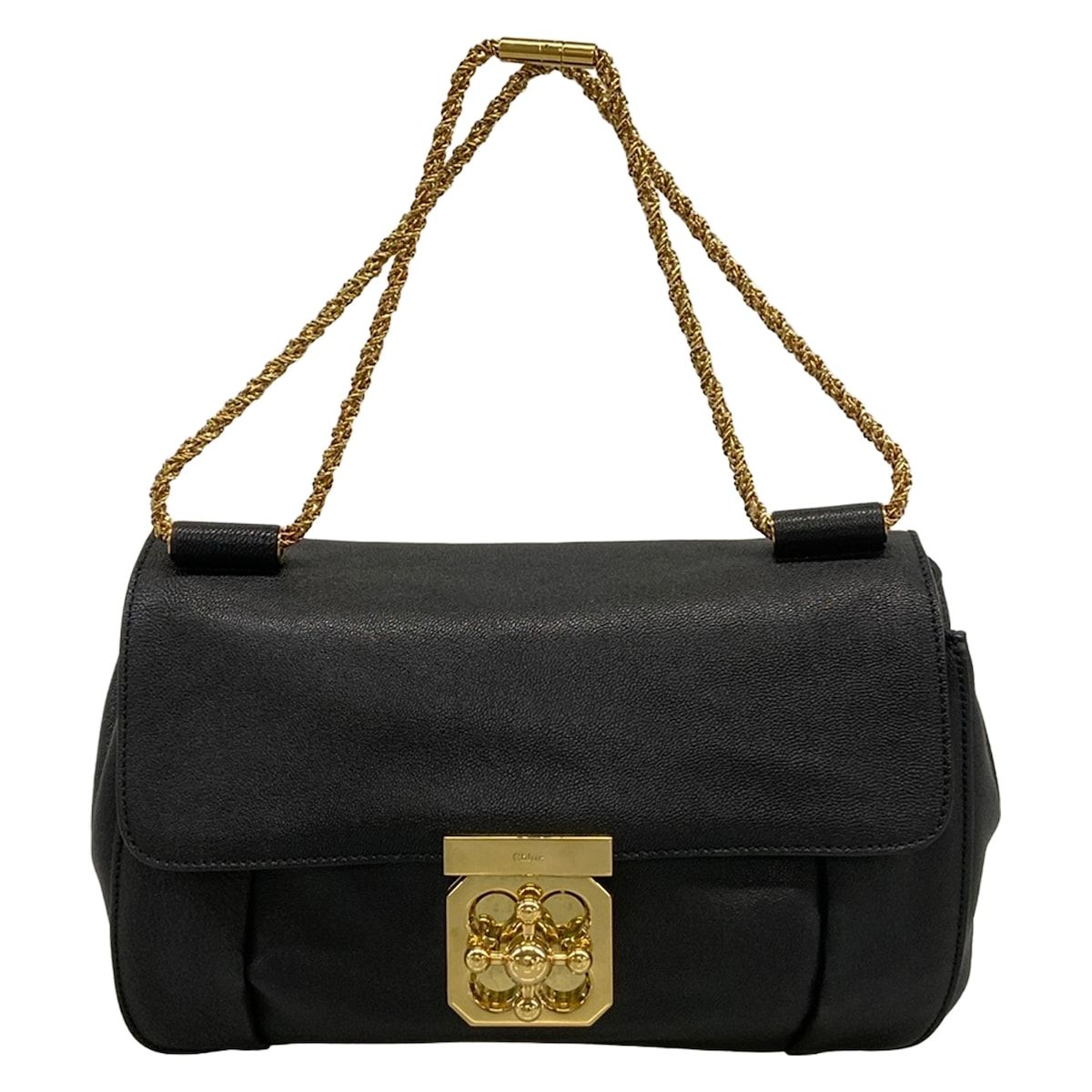 Chloe(クロエ) ショルダーバッグ エルシー 黒×ゴールド チェーンショルダー レザー 20,350円