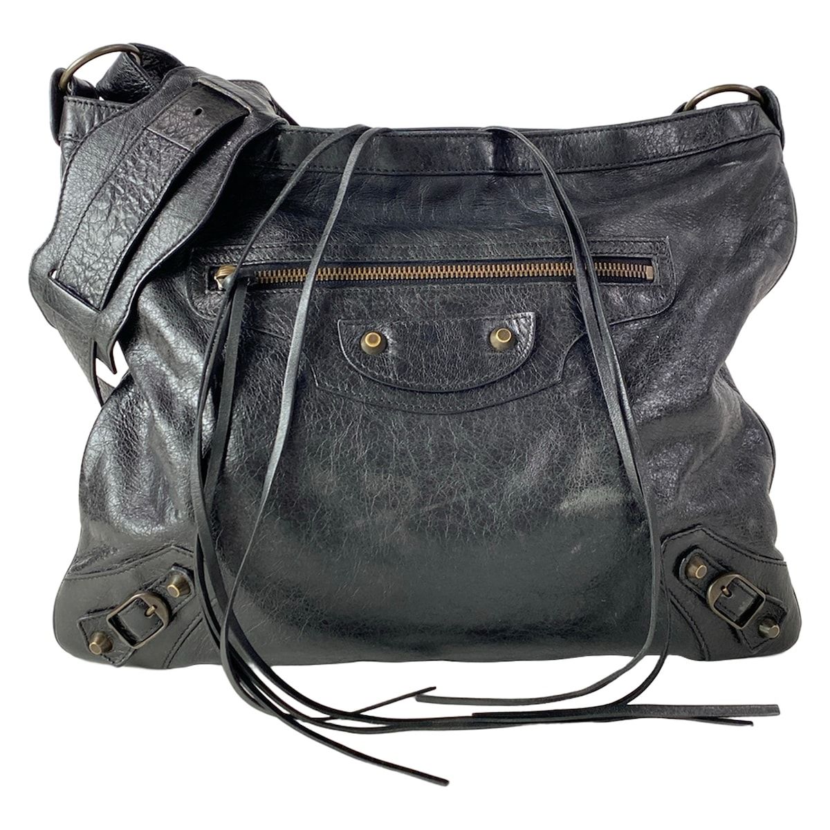 BALENCIAGA(バレンシアガ) ショルダーバッグ ザ・メッセンジャー 177289 黒 レザー