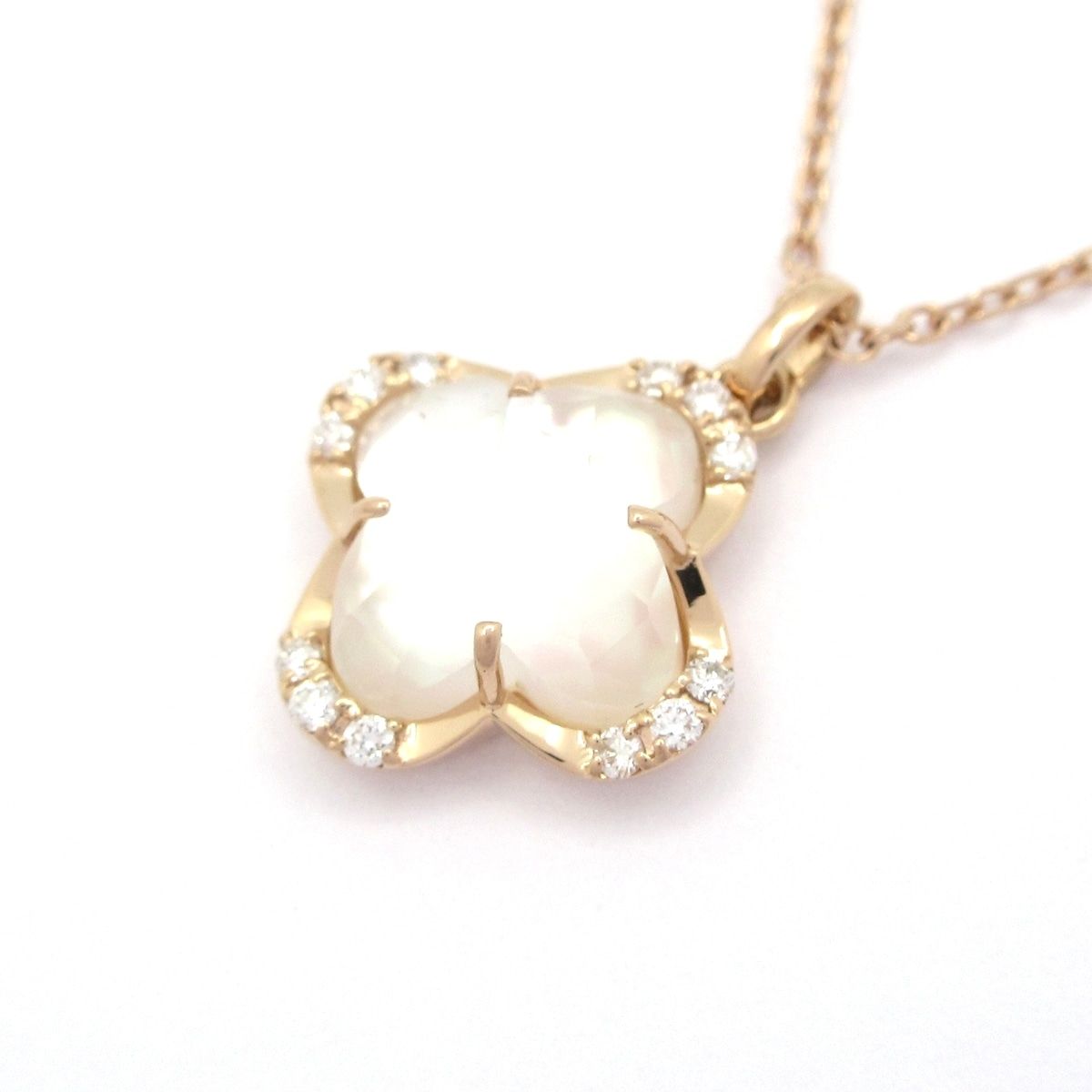 VENDOME(ヴァンドーム青山) ネックレス美品 - K18PG×ダイヤモンド×マザーオブパール 12Pダイヤ/フラワー(花)/ダブレット