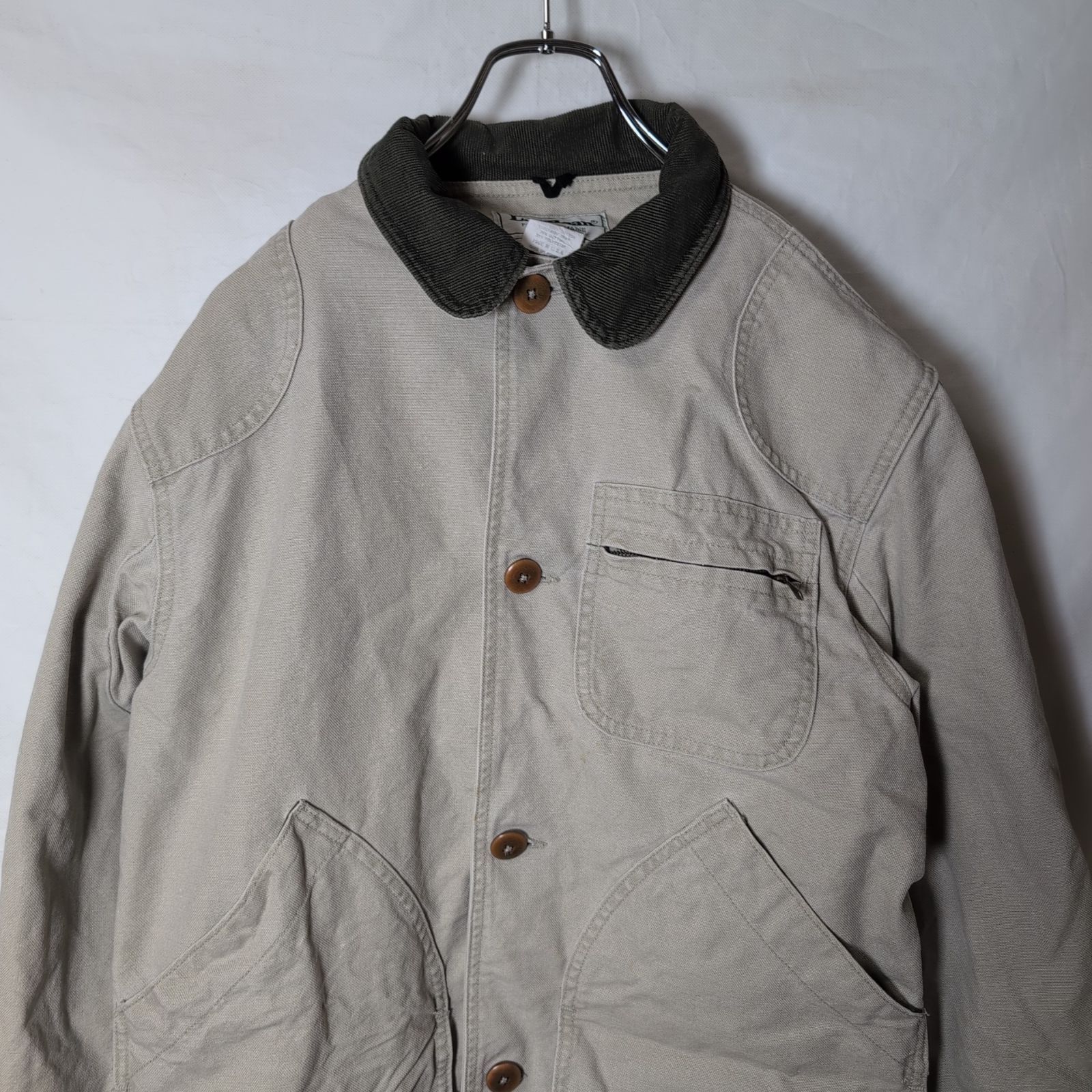 【90s/L.L.Bean/エルエルビーン】ダック地 襟コーデュロイ ハンティングジャケット 裏地フランネル 取り外し可 f