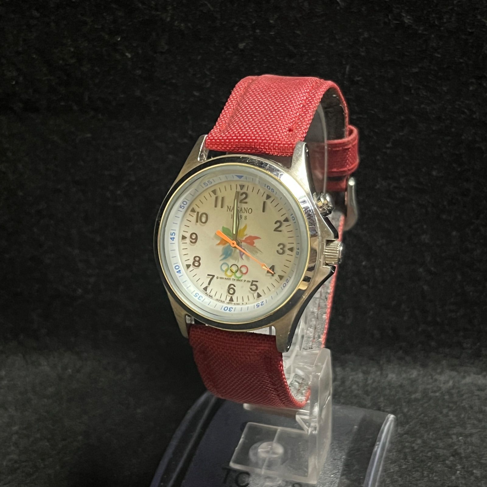 【稼動品】レア SEIKO セイコー QZ V671-6000 アルバ 長野オリンピック 白文字盤 メンズ 腕時計 1998年 動作確認済み 電池交換済み