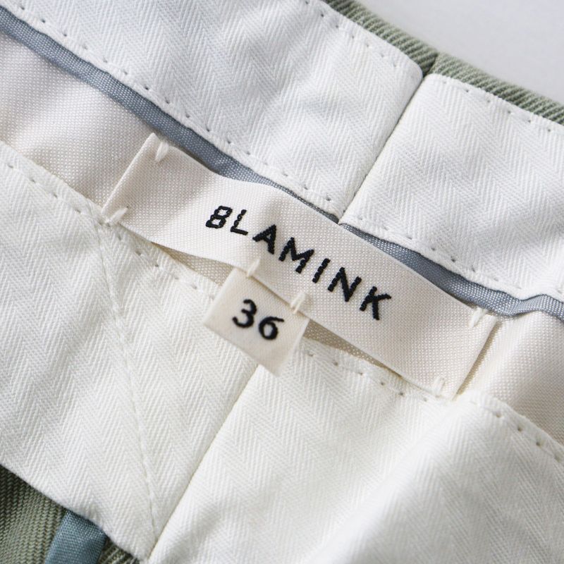 ブラミンク BLAMINK ウールコットン 裏地シルク タック入りスラックス