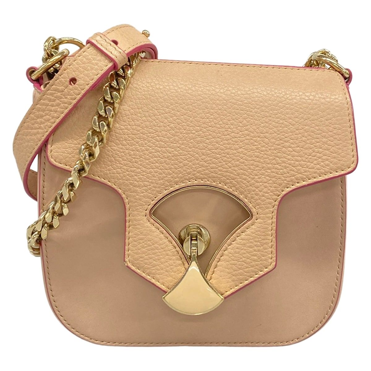 BVLGARI(ブルガリ) ショルダーバッグ ディーヴァ ドリーム 284184 ベージュ×ピンク チェーンショルダー レザー