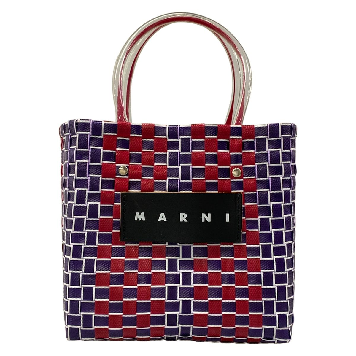 MARNI(マルニ) トートバッグ美品 ピクニックバッグ ボルドー×ネイビー×白 MARNI MARKET