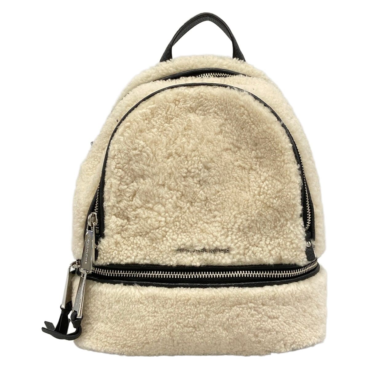 MICHAEL KORS(マイケルコース) リュックサック - ベージュ×黒 レザー、ムートン