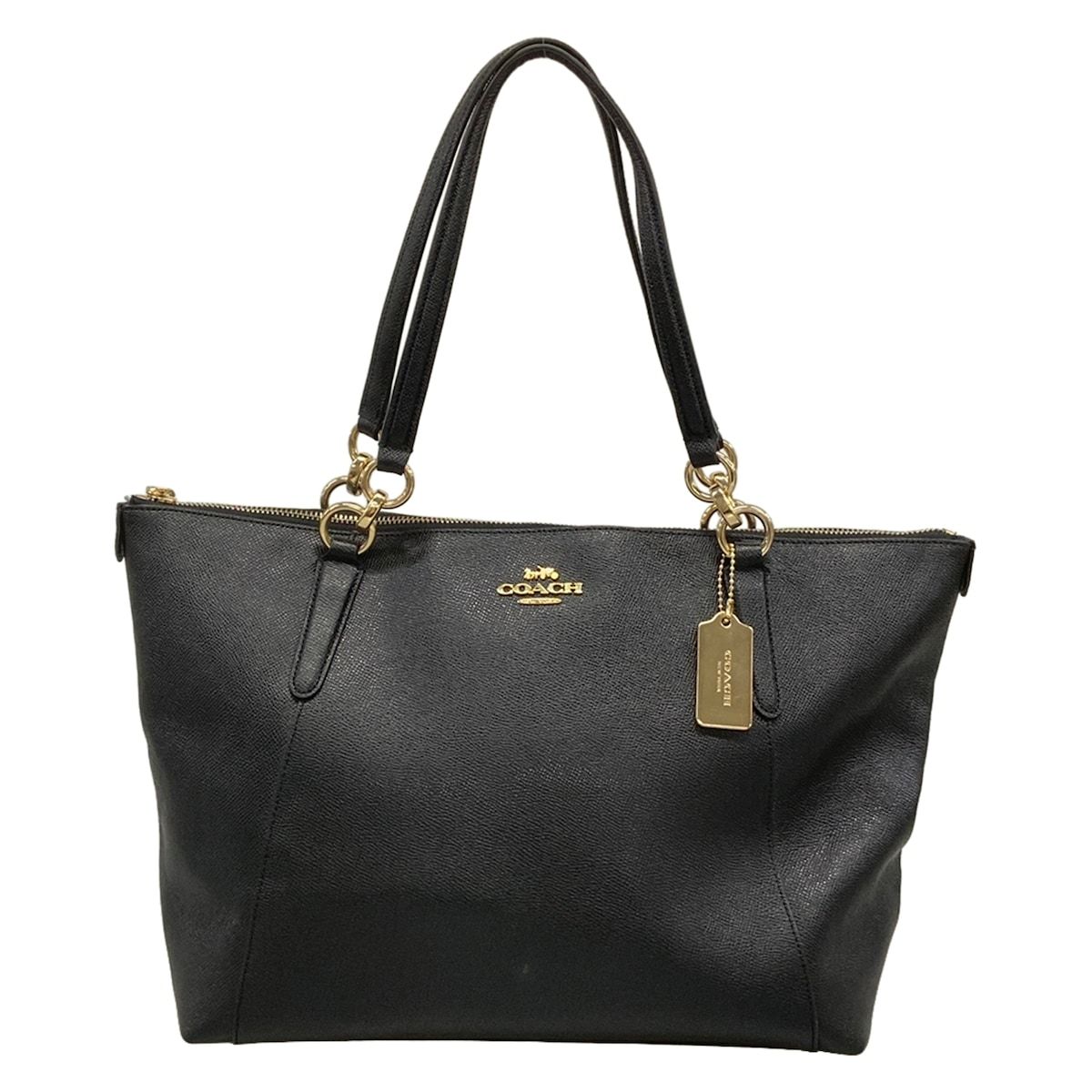 COACH(コーチ) トートバッグ クロスグレーンレザー ジップ トップ トート F57526 黒 レザー