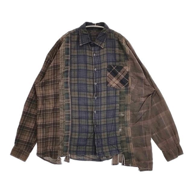 Rebuild by Needles Flannel Shirt 定価23100円 パッチワーク 再構築 フランネル NS305 長袖シャツ カーキ ブラウン メンズ リビルドバイニードルス【中古】6-0523T∞