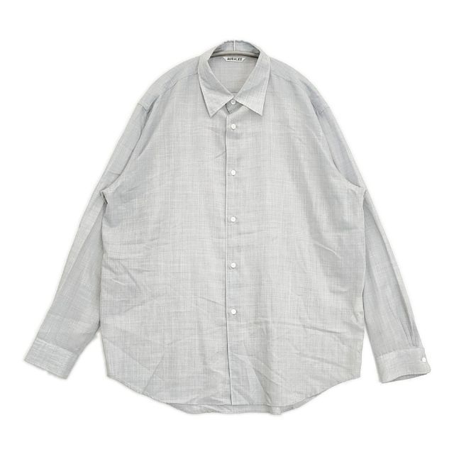 AURALEE SHEER WOOL SILK SHIRTS A22SS01WS サイズ5 シアー 長袖シャツ グレー メンズ オーラリー【中古】6-0523M∞