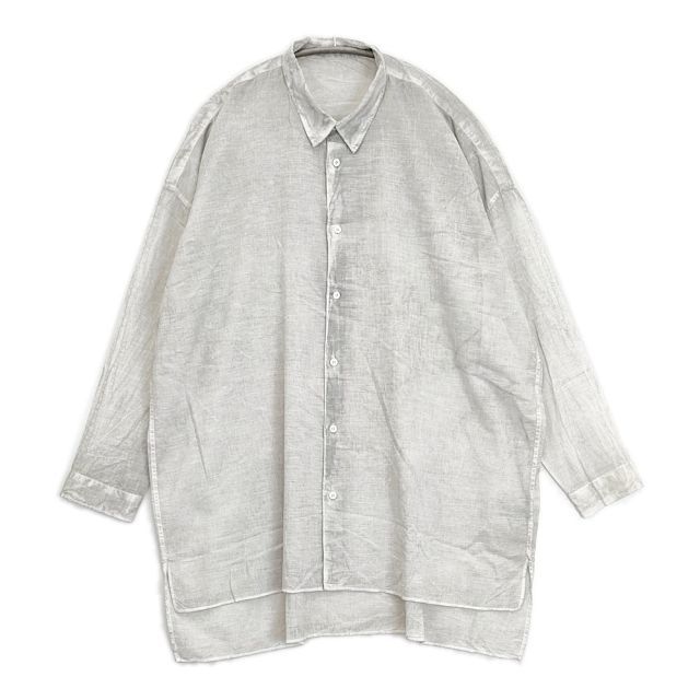 TAKARAJIMA SENKOU ワイドシャツ 定価26400円 コットンウール 染め 長袖シャツ グレー レディース 宝島染工【中古】6-0523M∞