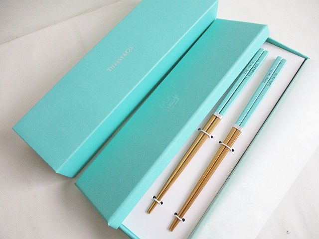 ティファニー TIFFANY & CO. ティファニーブルー 夫婦箸 ペア 木製箸2