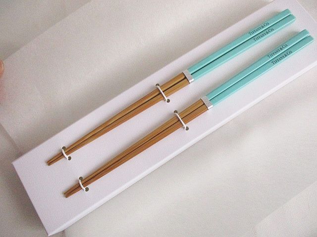 ティファニー TIFFANY & CO. ティファニーブルー 夫婦箸 ペア 木製箸2