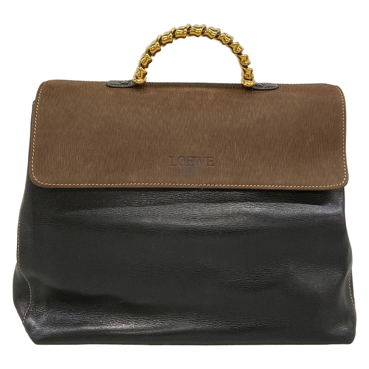 LOEWE(ロエベ) ハンドバッグ ベラスケス ダークブラウン×黒 レザー