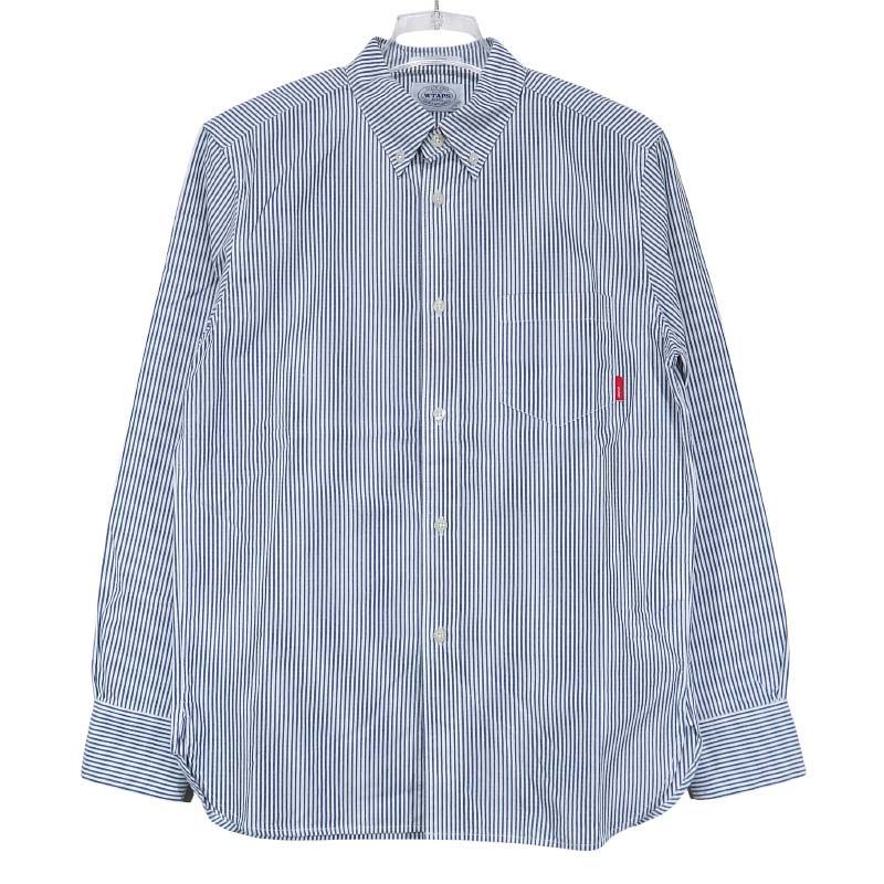 WTAPS ダブルタップス 14SS TRAD L/S/SHIRT.COPO.SEERSUCKER.STRIPE 141LTDT-SHM02 トラッド ロングスリーブ シャツ シアサッカー ストライプ ネイビー サイズS June
