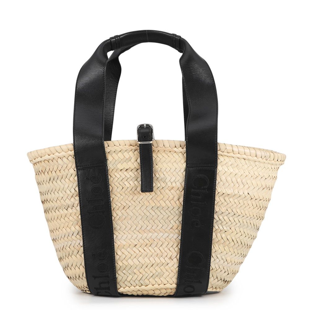 クロエ トートバッグ センス ミディアム バスケットバッグ ラフィア レザー CHC23SS303J66001 Chloe 黒 かごバッグ