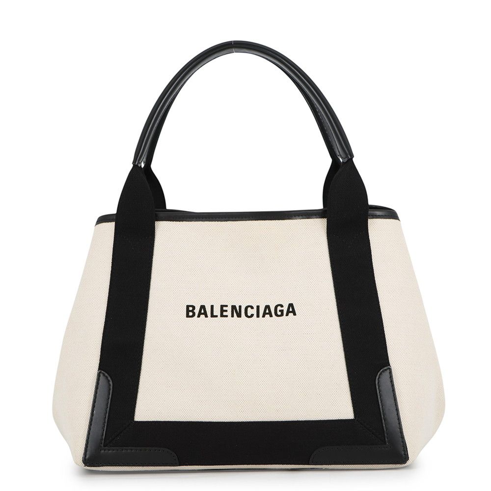 バレンシアガ トートバッグ ネイビーカバス S ポーチ付 キャンバス 339933 BALENCIAGA 白 黒 42,900円