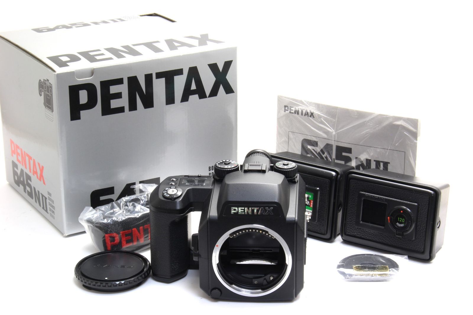 A+ (美品) PENTAX ペンタックス 645N II ボディ 予備フィルムバック2個