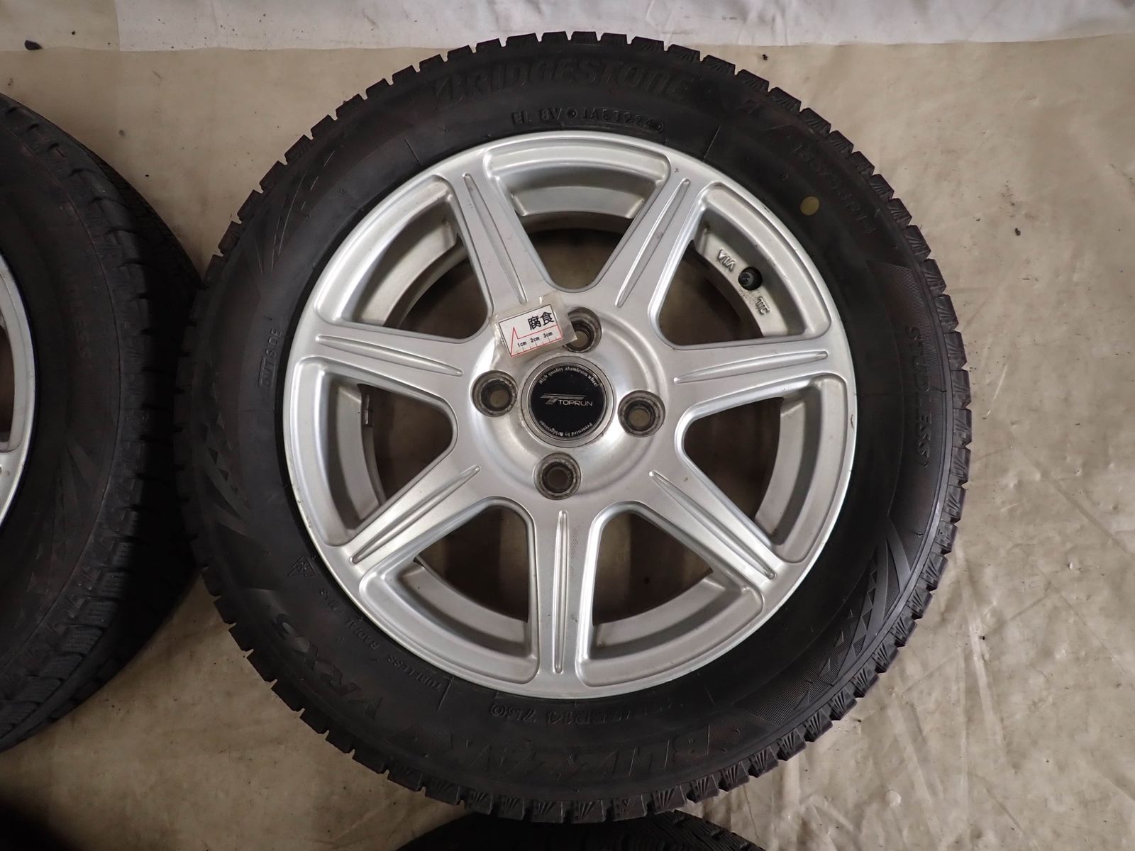 格安出品！2024年バリ山！ワゴンR純正ホイール　ブリヂストン155/65R14 冬4本SET 会社宛 送料無料 155/65R14×4.5J 75Q ブリヂストン