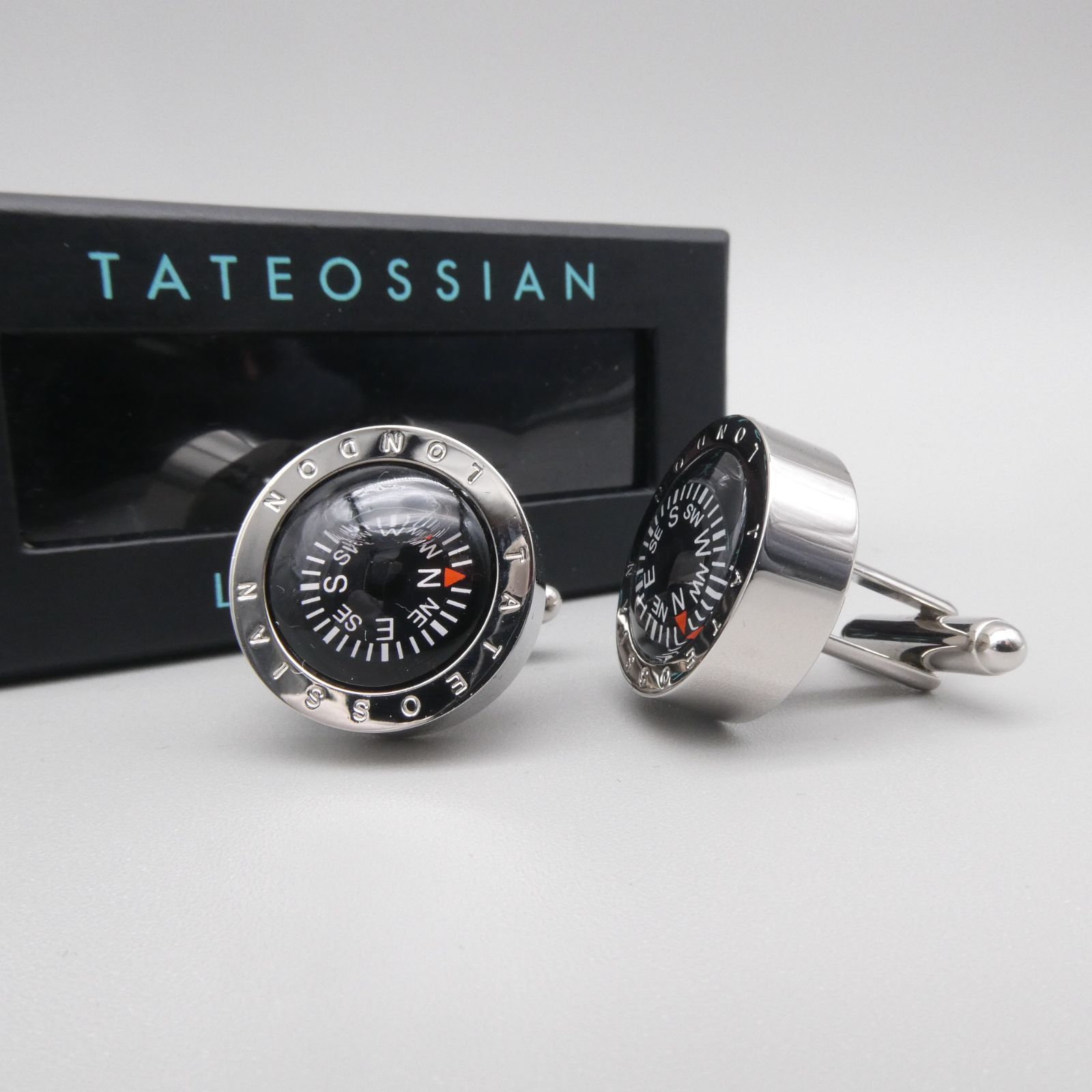 TATEOSSIAN LONDON タテオシアン コンパス 方位磁石 カフス カフリンクス ブラック×シルバー