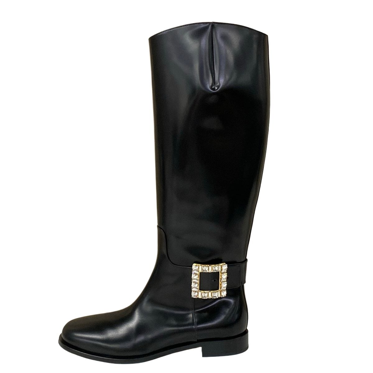 RogerVivier(ロジェヴィヴィエ) ロングブーツ 39 レディース - 黒 ビジュー レザー