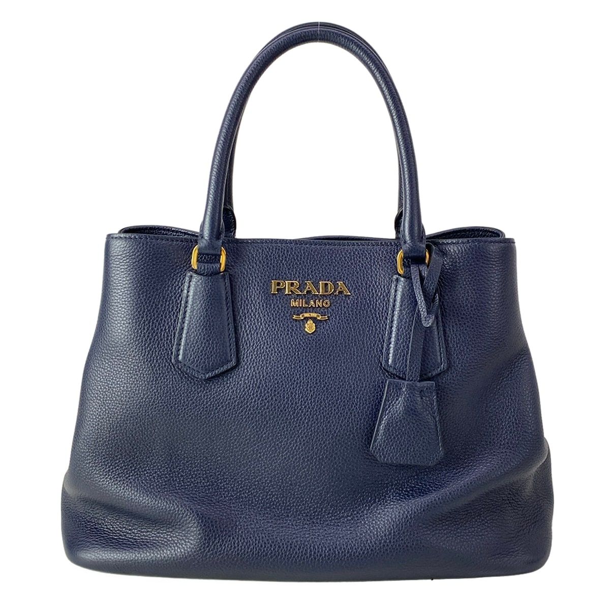 PRADA ネイビー レザー ハンドバッグ 美品】PRADA プラダ サフィアー 