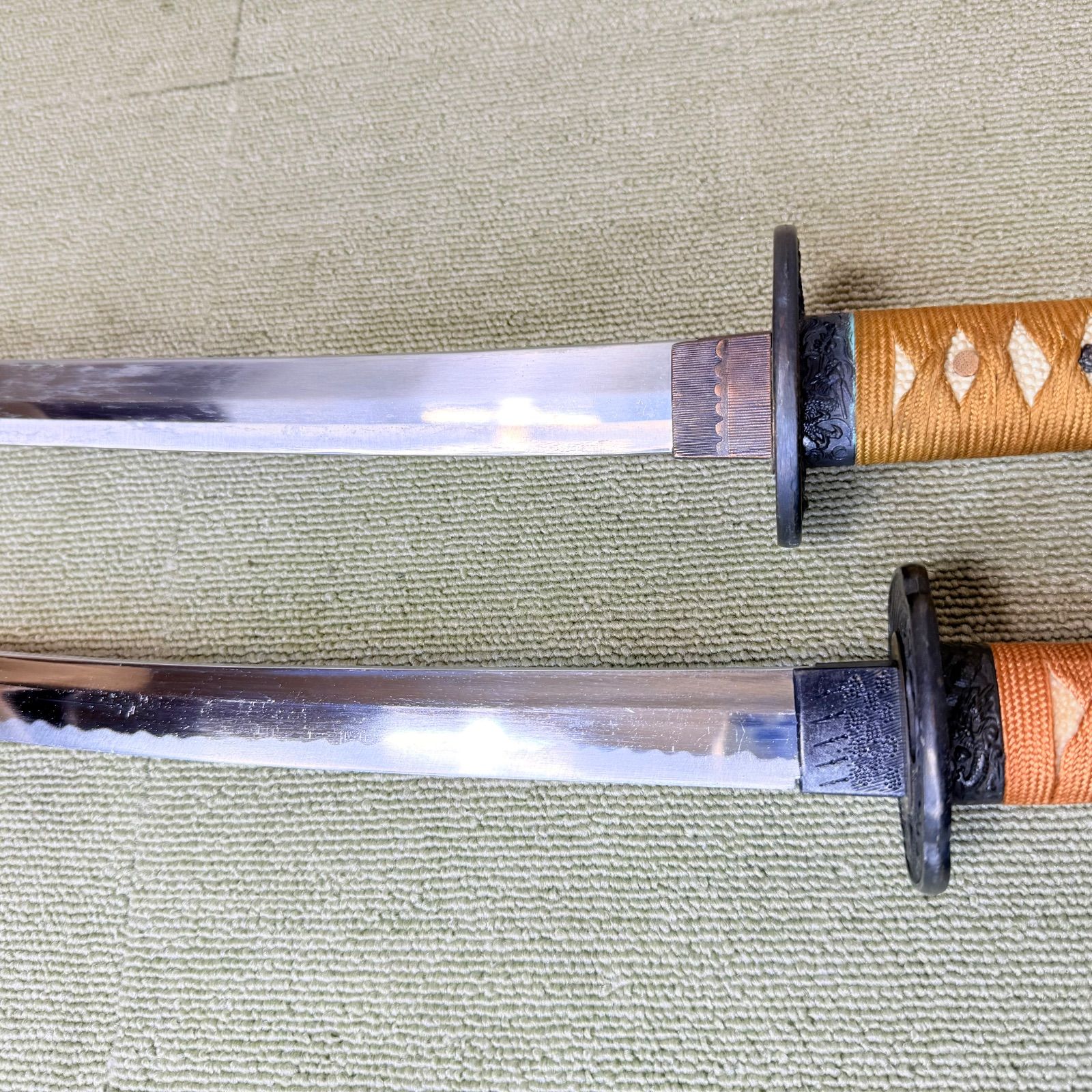 日本刀 模造刀 大小2本セット 全長105cm/72cm 居合刀 飾り刀 脇差