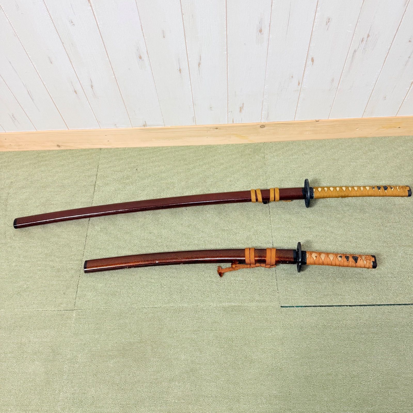 日本刀 模造刀 大小2本セット 全長105cm/72cm 居合刀 飾り刀 脇差