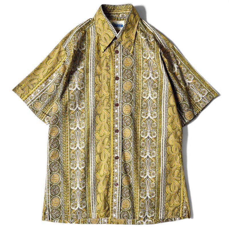 70s Trimingham's Bermuda ペイズリー 総柄 半袖 シャツ M / 70年代 ビンテージ ボックス 柄シャツ Liberty of London コットン