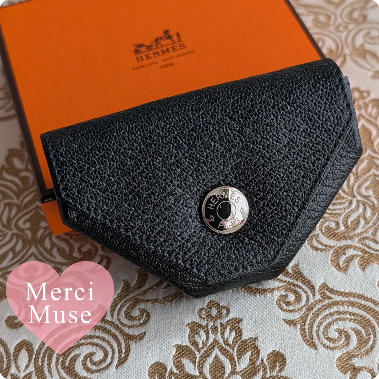 ❤お得なお品❤ルヴァンキャトル ブラックｘシルバー金具 コインケース アクセサリーケース エルメス C刻印 MerciMuse メルシーミューズ