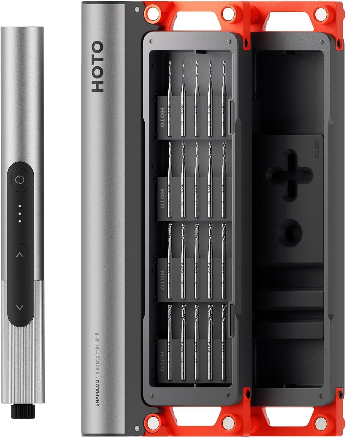 HOTO SNAPBLOQ シリーズ ペン型電動工具セット (電動ミニドリルセット) 工具セット 20本 M2高速度鋼 ドリルビット 電動ドリル 穴あけ 金属 木工 アルミニウム合金ケース コンパクト 軽量 DIYクラフト プレゼント 男性 父 父の 国内発送