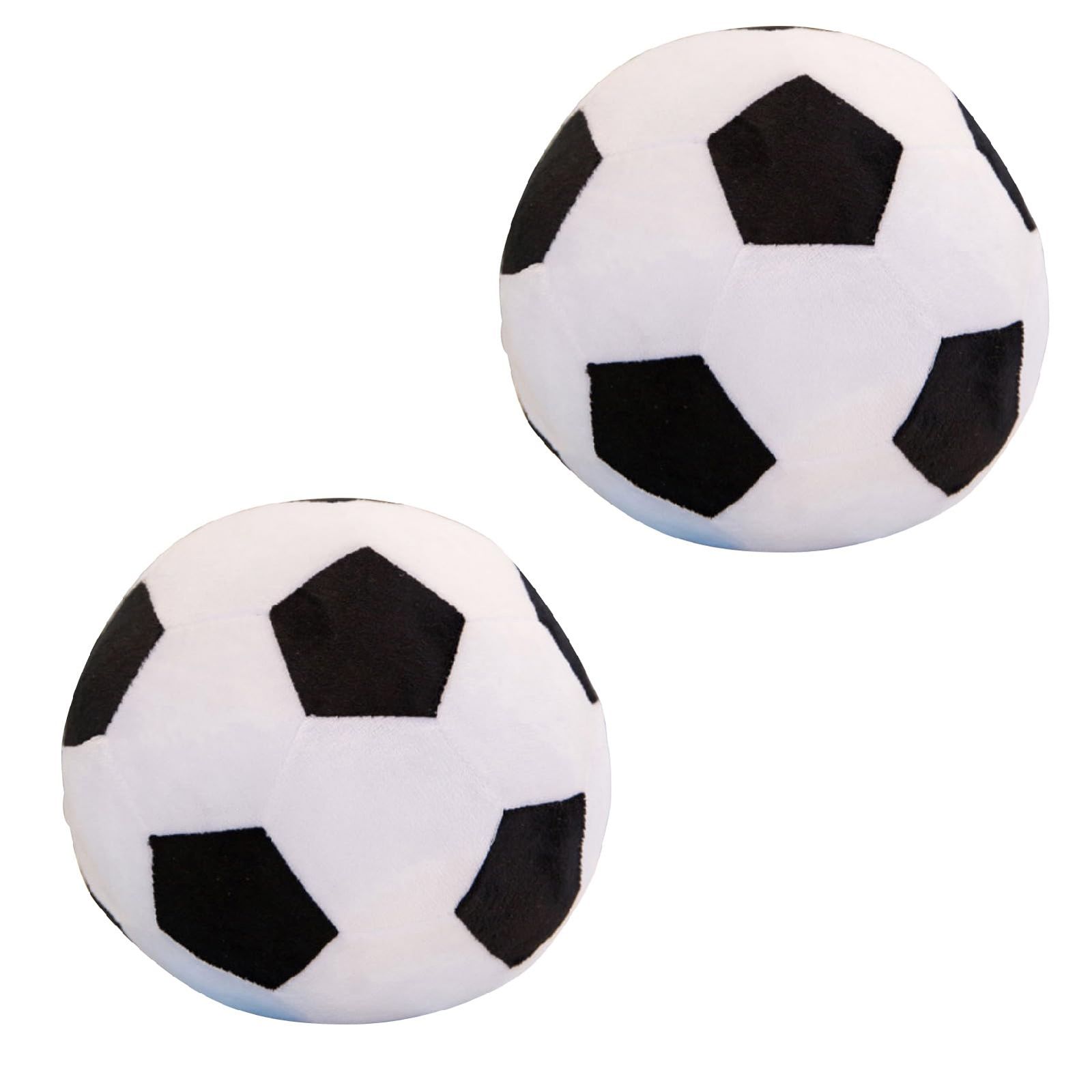Famimueno ボール クッション ぬいぐるみ 枕 ふわふわ やわらか 昼寝 インテリア プレゼント (黒白サッカーボール2個セット) [黒白サッカーボール2個セット]