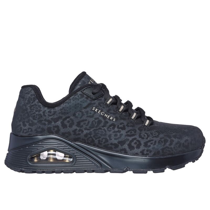 スケッチャーズ レディース シューズ スニーカー Skechers UNO Stand On Air Trainers Womens BlackLeopard ブラック