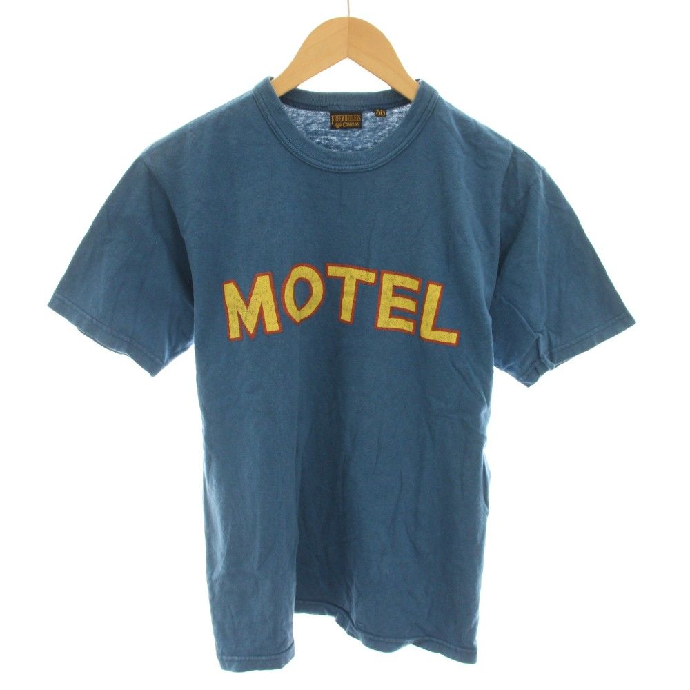 フリーホイーラーズ FREEWHEELERS モーテル MOTEL Tシャツ カットソー クルーネック 半袖 ロゴプリント 38 青 ブルー 黄 イエロー /YT