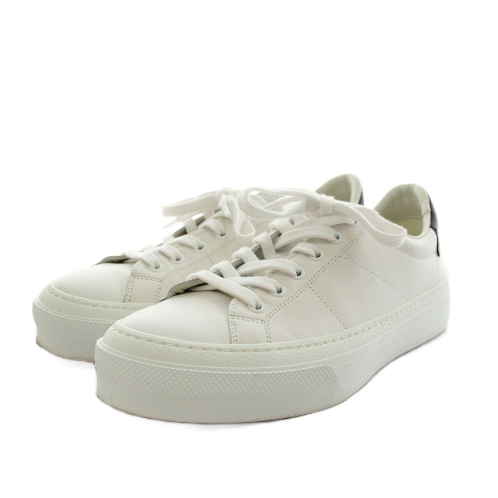 ジバンシィ GIVENCHY White leather sneakers with metal 4G logo CITY SPORT スニーカー シューズ レザー 40 白 ホワイト 黒 ブラック BH005VH118 /AN27