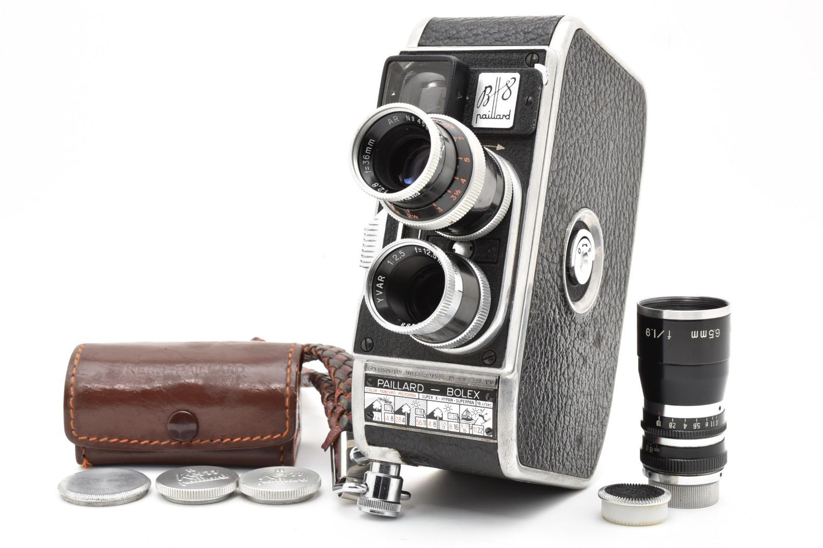 【返品保証】★良品★BOLEX PAILLARD 8ミリカメラ シングル8 スーパー8 36mm F2.8 / 12.5mm F2.5 / 6.5mm F1.9★ L66#7638