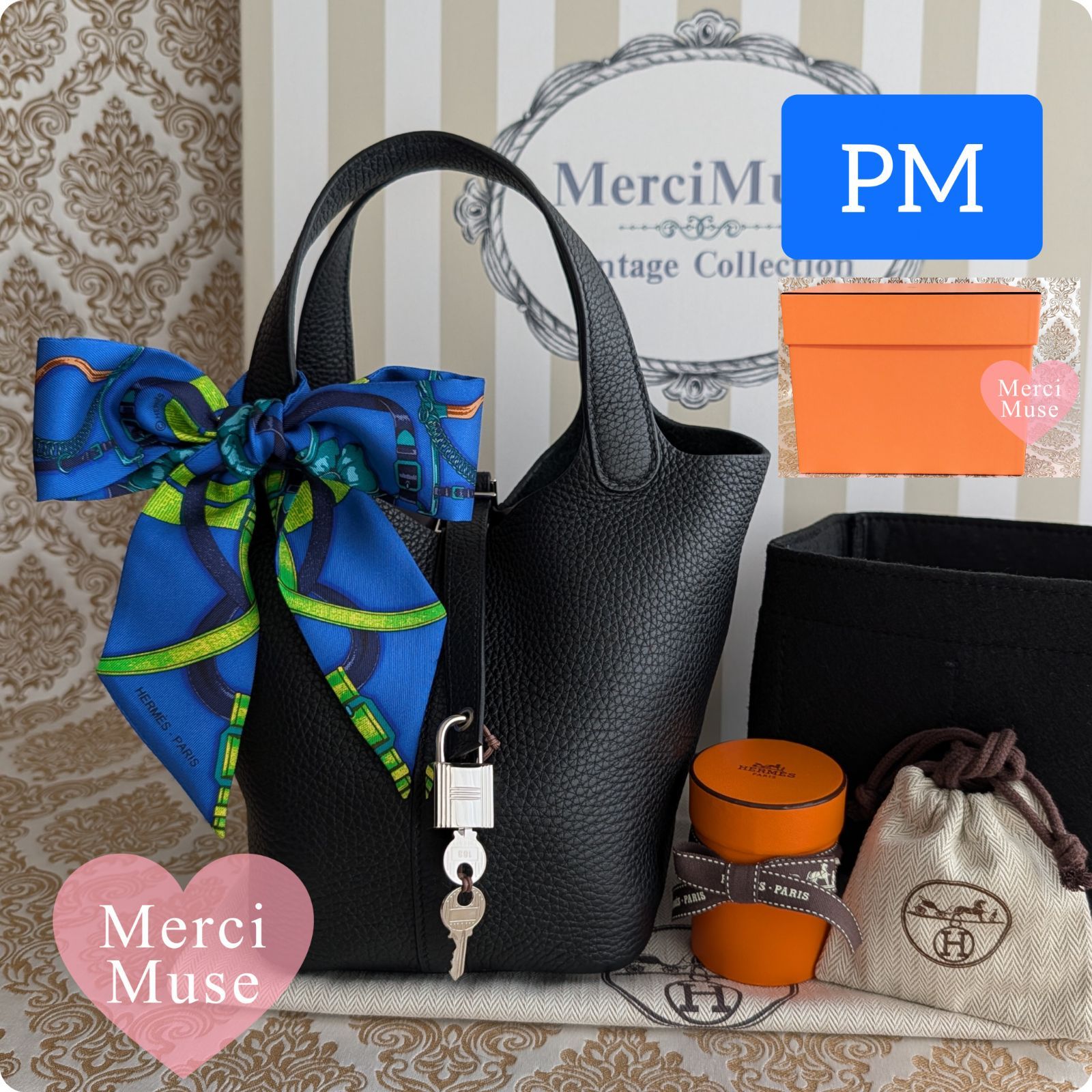 ❤お得なお品❤ピコタンロックPM18 ノワール 黒 シルバー金具 エルメス Y刻印 お箱付き MerciMuse メルシーミューズ