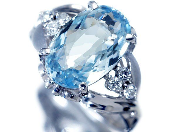 【ジュエリー極】初夏！爽快アクアブルー！大粒良質天然アクアマリン2.65ct＆天然ダイヤ0.12ct 高級Pt900リング h8558mk【送料無料】
