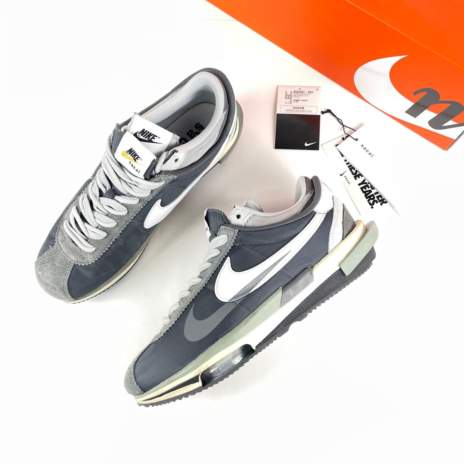 箱・タグ付　NIKE　SACAI　ナイキ　サカイ　2022　DQ0581-001　ZOOM　CORTEZ　SP　ズーム コルテッツ スペシャル　スニーカー　29cm　IRON　GRAY/DARK　GRAY/WHITE-LIGHT　CREAM