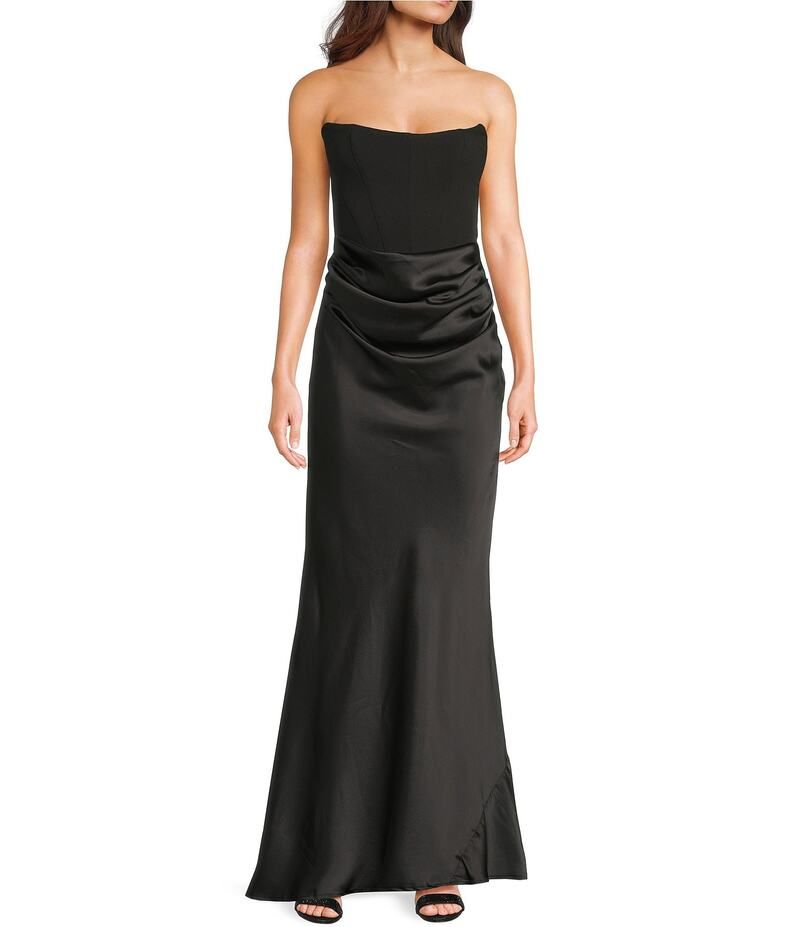 ビーダーリン レディース トップス ワンピース ストラップレス B Darlin Strapless Corseted Bodice Godet Inset Dress Black ブラック
