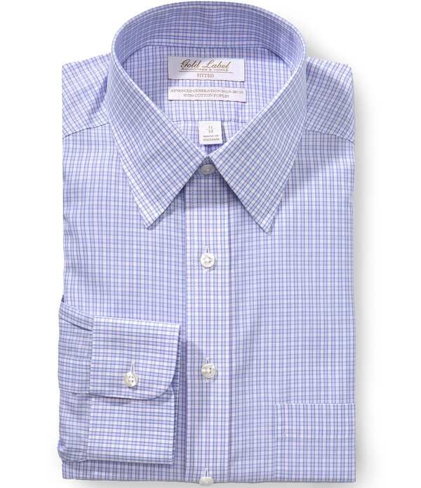 ラウンドトゥリーアンドヨーク メンズ トップス シャツ プリント Gold Label Roundtree Yorke Fitted Non Iron Point Collar Grid Print Dresshirt PurpleWhiteBlue ホワイト