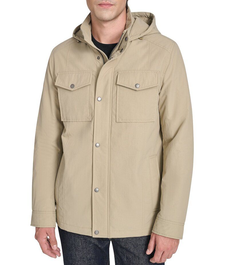 コールハーン メンズ アウター ジャケット・ブルゾン パーカー ジャケット Cole Haan Stand Collar Hoodie Field Jacket Khaki カーキ