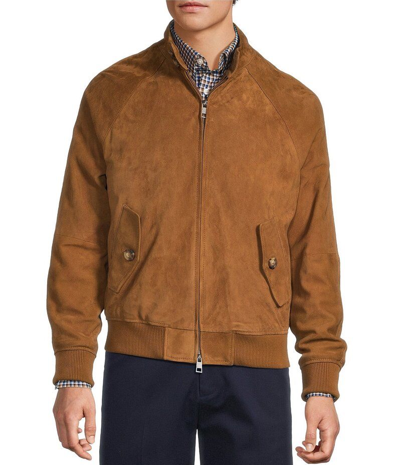 ラウンドトゥリーアンドヨーク メンズ アウター ジャケット・ブルゾン スエード ジャケット Roundtree Yorke The Hero Harrington Suede Jacket Cognac