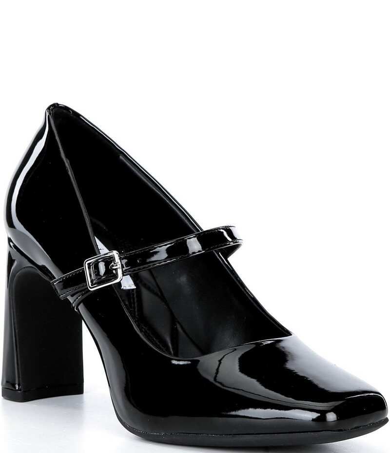 ジャンビニ レディース シューズ ヒール Gianni Bini Kirklynn Patent Square Toe Mary Jane Pumps Black ブラック