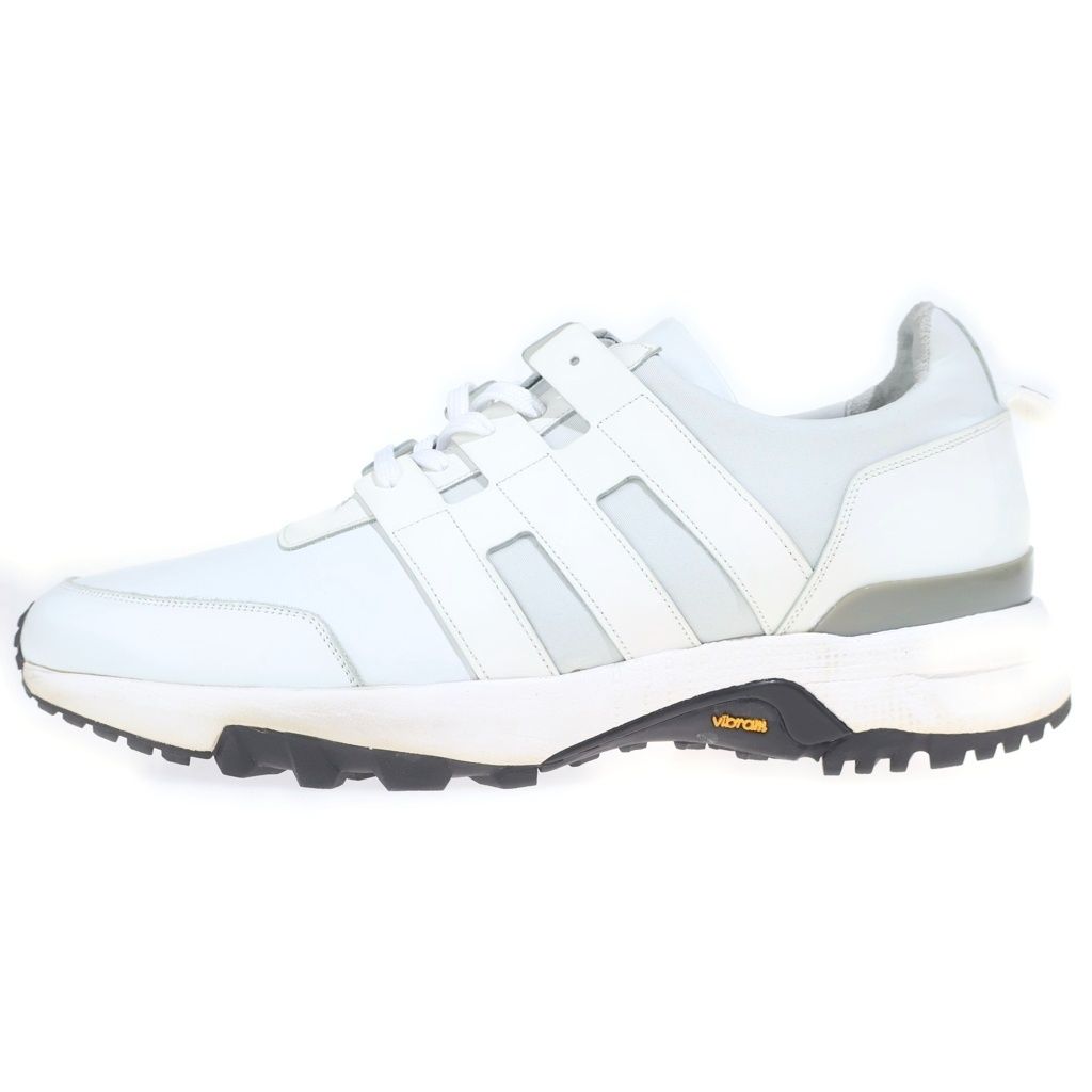 WH (ダブルエイチ) フレンチキャップ レザー×ネオプレン VIBRAMソール ローカットスニーカー ホワイト