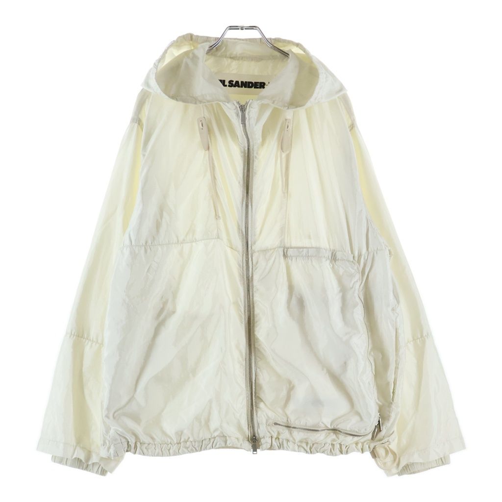 JIL SANDER + (ジルサンダープラス) 23SS SILK JACKET シルク混 フーデッドナイロンジャケット ホワイト J47BN0120 J70002