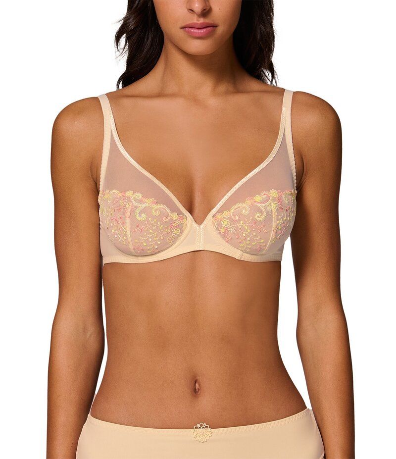 シモーヌペレール レディース アンダーウェア ブラジャー シアー 刺繍 Simone Perele Unlined Sheer Embroidered Plunge Bra Pampa 20,060円