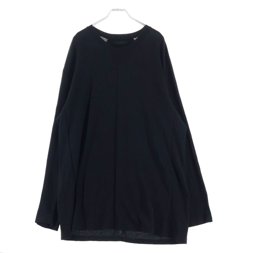 JULIUS (ユリウス) 18SS Center Slit Long Sleeve T-shirt 620CUM9 センタースリット メッシュクルーネック長袖Tシャツカットソー ロンT ブラック